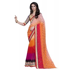 Triveni Sensational Multi Colored Border Worked Jacquard Georgette Saree